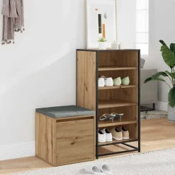 vidaXL Opbergbox met lade 40,5x40x40 cm bewerkt hout artisanaal eiken