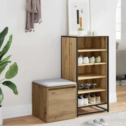vidaXL Opbergbox met lade 40,5x40x40 cm bewerkt hout artisanaal eiken