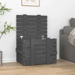 vidaXL Opbergbox 58x40,5x42 cm massief grenenhout grijs