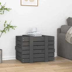 vidaXL Opbergbox 58x40,5x42 cm massief grenenhout grijs