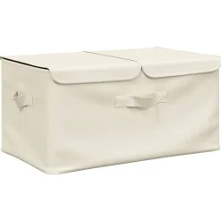 vidaXL Opbergbox 50x30x25 cm stof crèmekleurig
