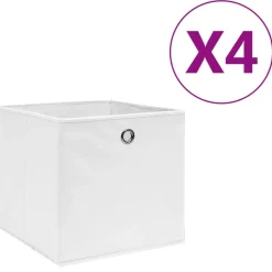 vidaXL Opbergboxen 4 st 28x28x28 cm nonwoven stof wit