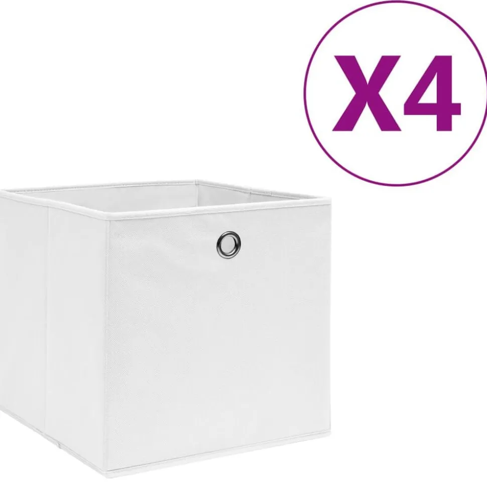 vidaXL Opbergboxen 4 st 28x28x28 cm nonwoven stof wit