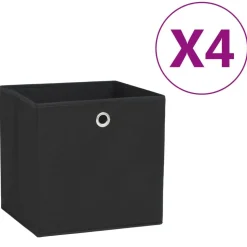 vidaXL Opbergboxen 4 st 28x28x28 cm nonwoven stof zwart