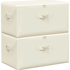 vidaXL Opbergboxen 2 st 43x34x23 cm stof crèmekleurig
