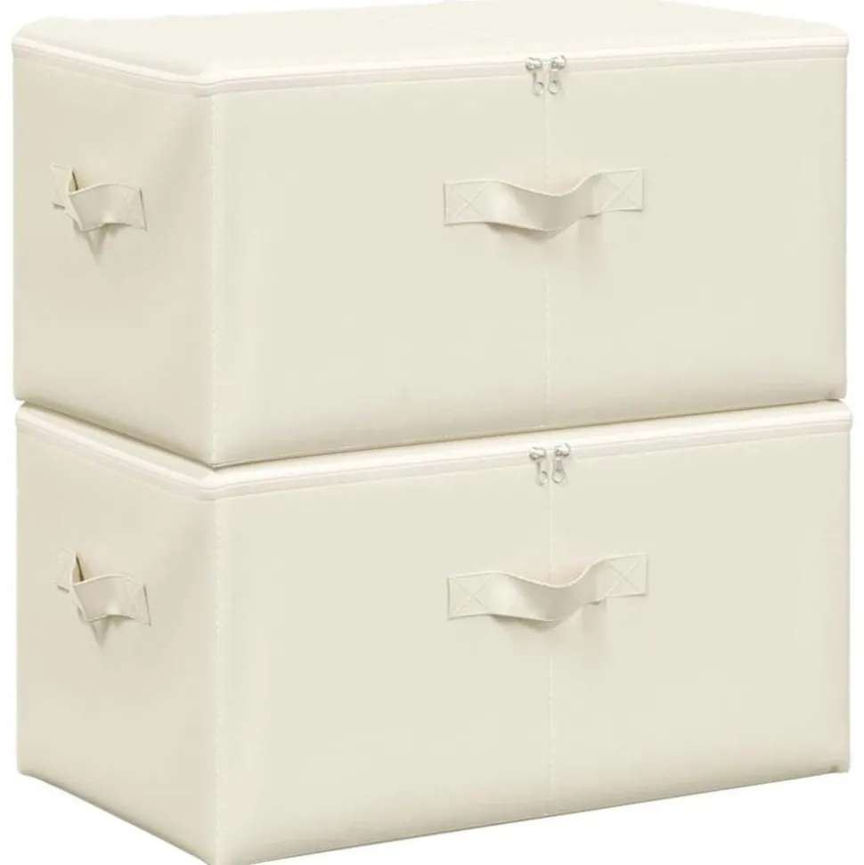 vidaXL Opbergboxen 2 st 43x34x23 cm stof crèmekleurig