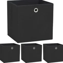 vidaXL Opbergboxen 4 st 32x32x32 cm nonwoven stof zwart
