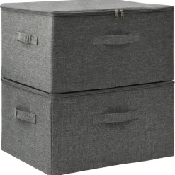vidaXL Opbergboxen 2 st 43x34x23 cm stof antracietkleurig