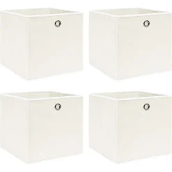 vidaXL Opbergboxen 4 st 32x32x32 cm stof wit