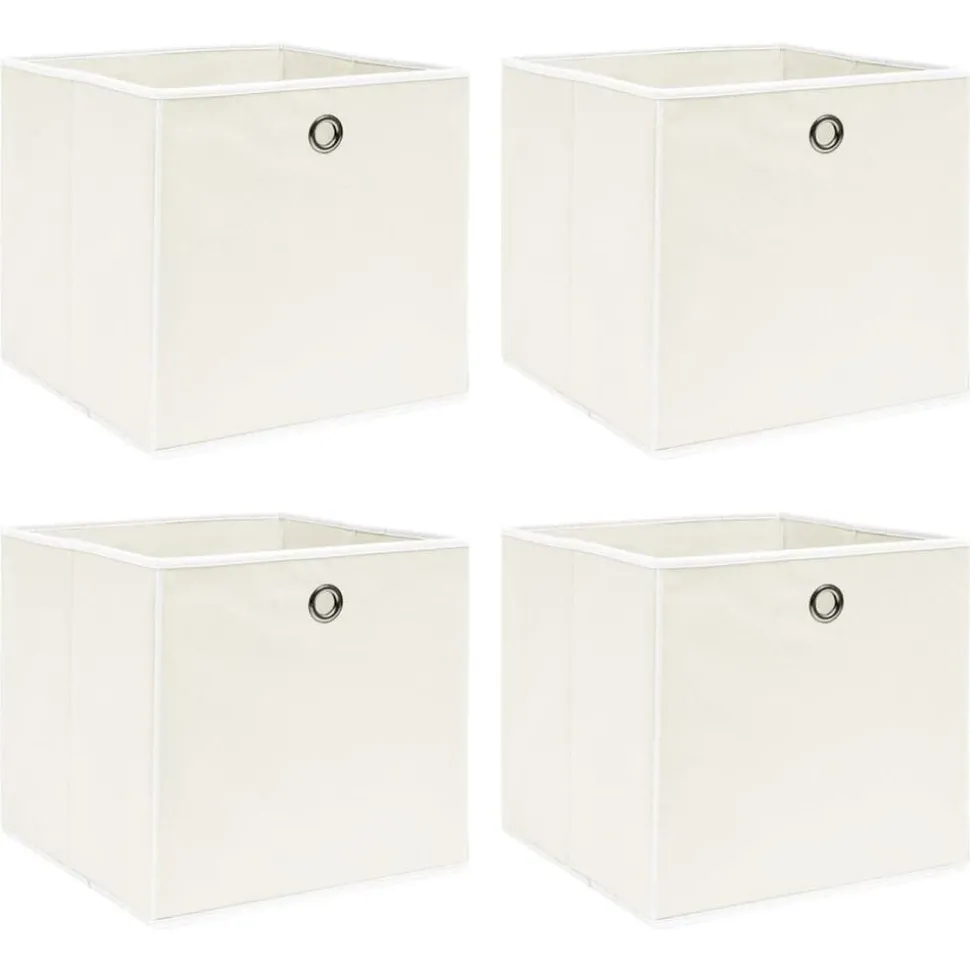 vidaXL Opbergboxen 4 st 32x32x32 cm stof wit