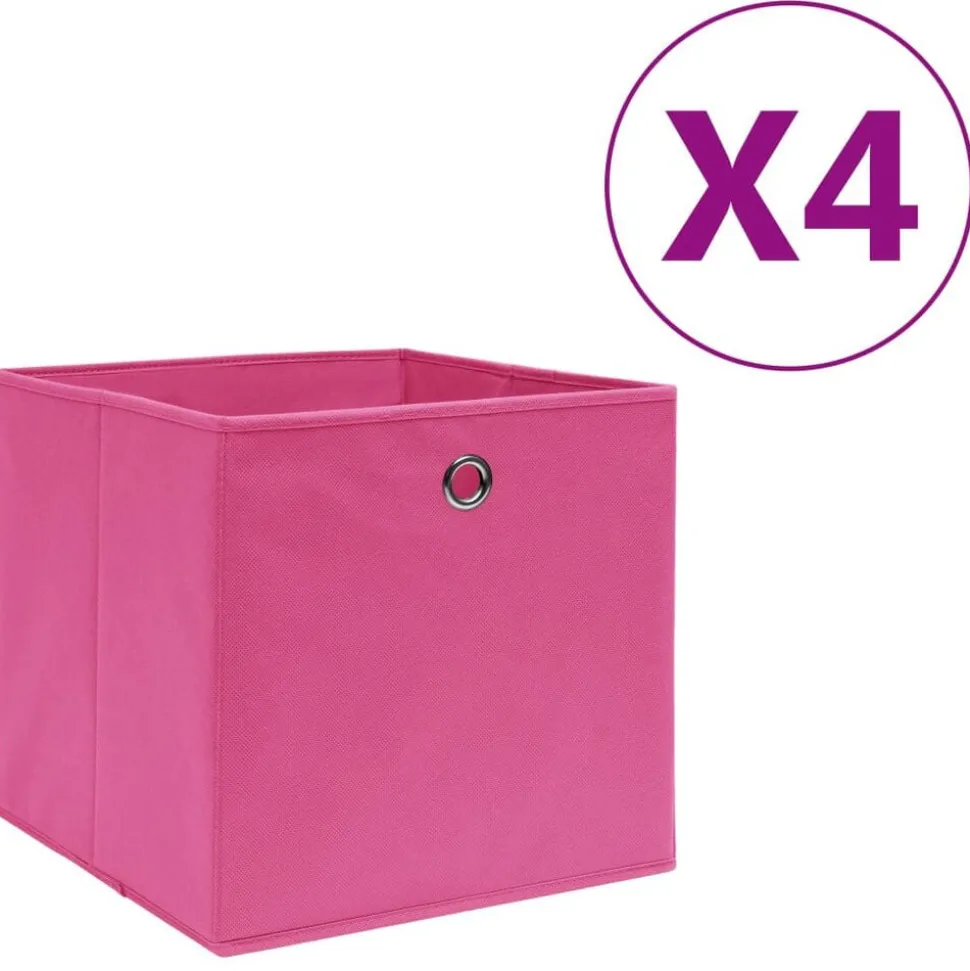 vidaXL Opbergboxen 4 st 28x28x28 cm nonwoven stof roze