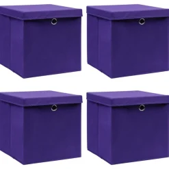vidaXL Opbergboxen met deksel 4 st 28x28x28 cm paars
