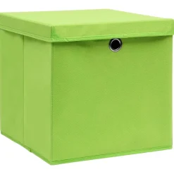 vidaXL Opbergboxen met deksel 4 st 32x32x32 cm stof groen
