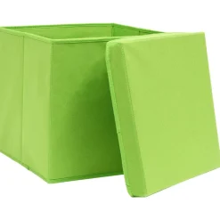 vidaXL Opbergboxen met deksel 4 st 32x32x32 cm stof groen
