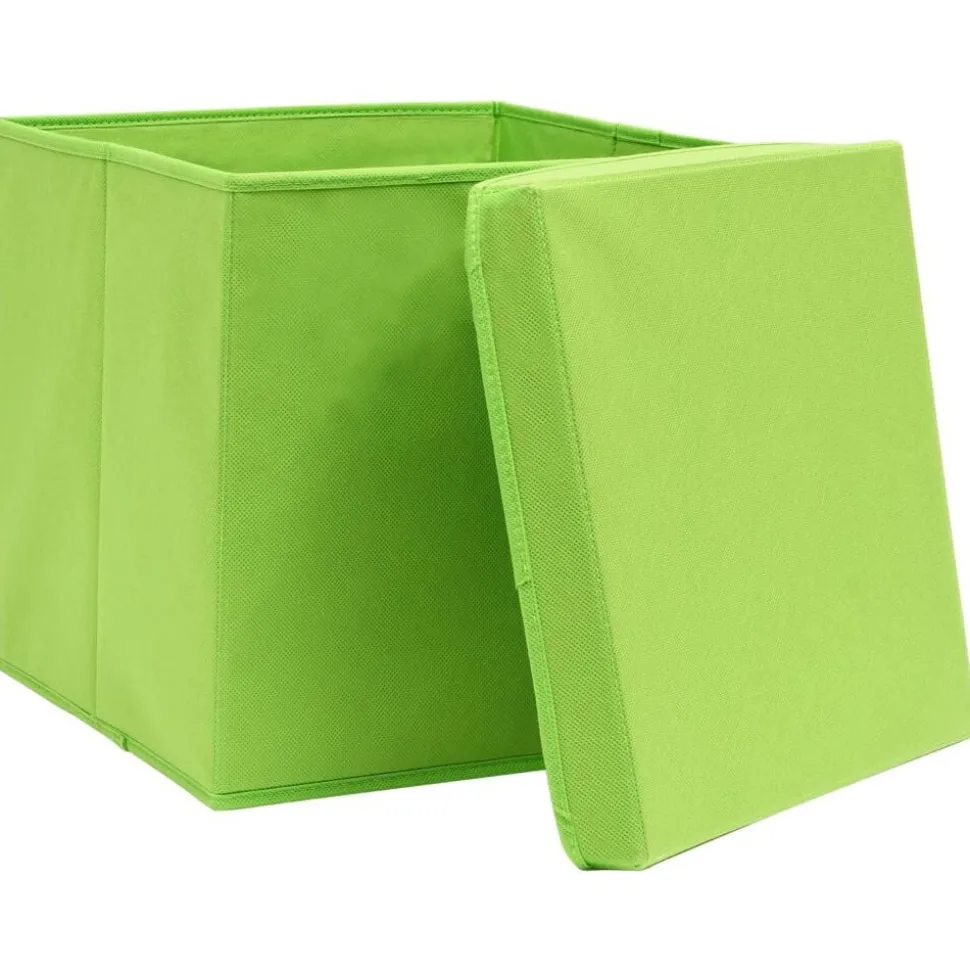 vidaXL Opbergboxen met deksel 4 st 32x32x32 cm stof groen
