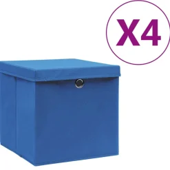 vidaXL Opbergboxen met deksel 4 st 28x28x28 cm blauw