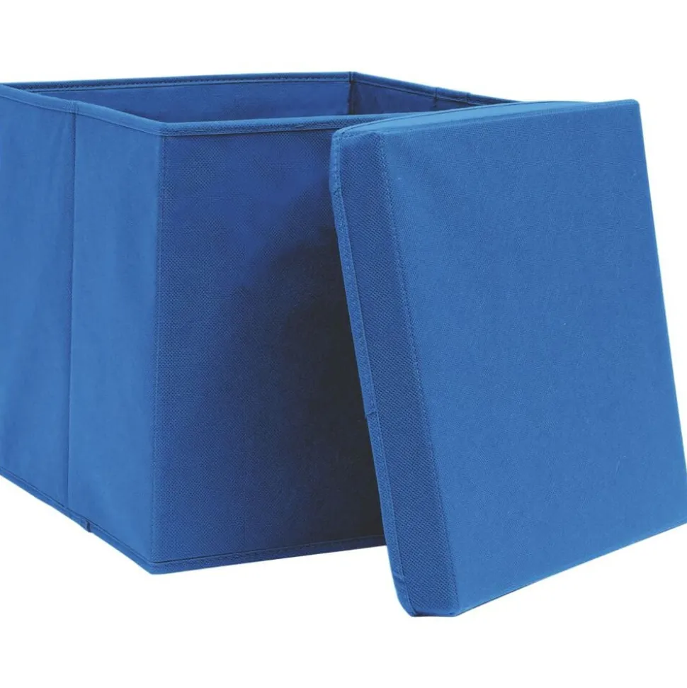 vidaXL Opbergboxen met deksel 4 st 28x28x28 cm blauw