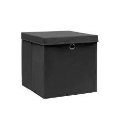 vidaXL Opbergboxen met deksel 4 st 28x28x28 cm zwart