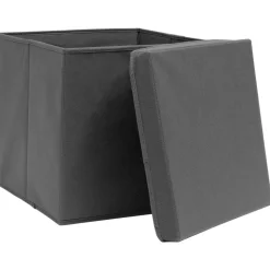 vidaXL Opbergboxen met deksel 4 st 32x32x32 cm stof grijs