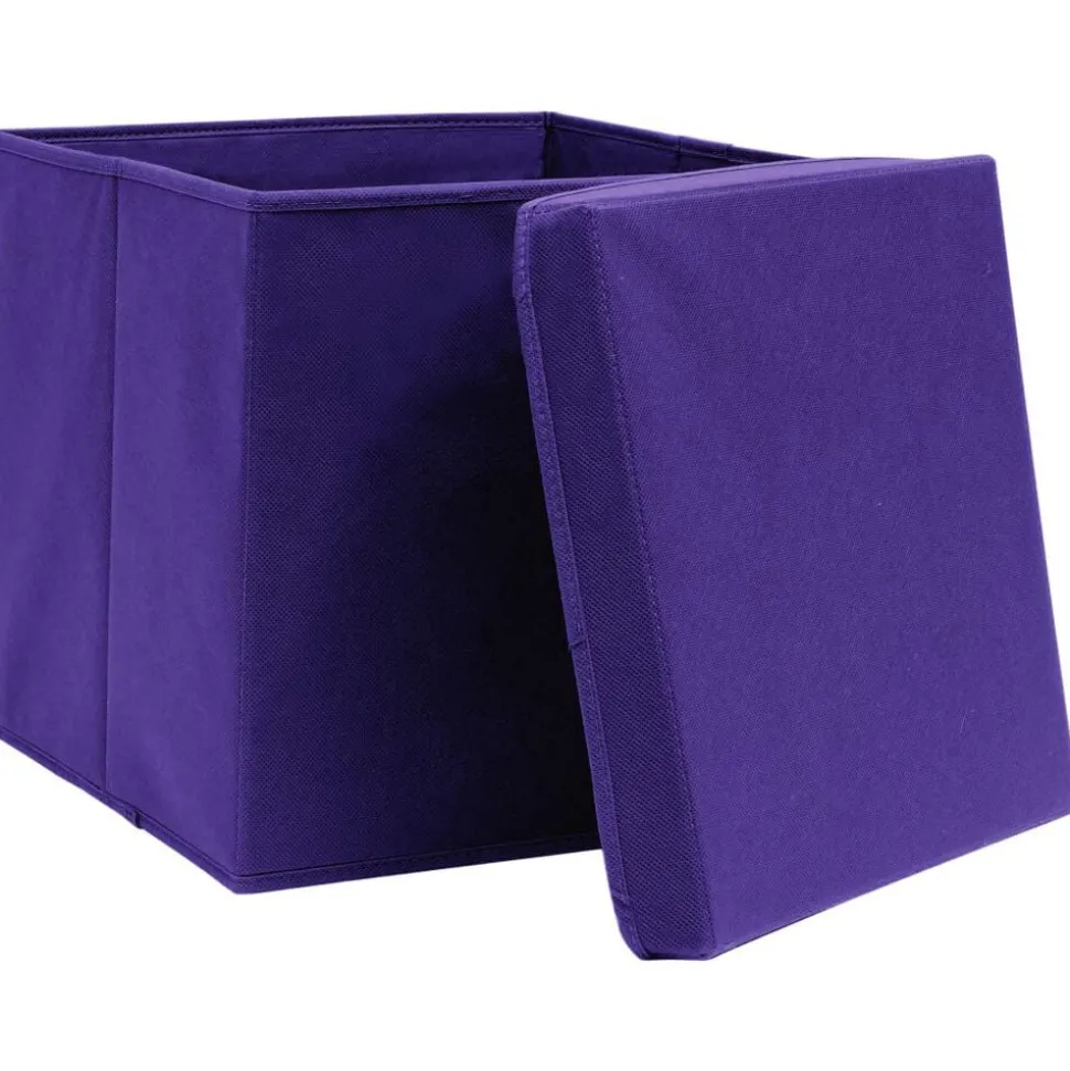 vidaXL Opbergboxen met deksel 4 st 32x32x32 cm stof paars