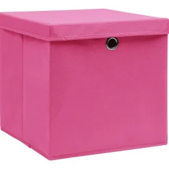 vidaXL Opbergboxen met deksel 4 st 28x28x28 cm roze