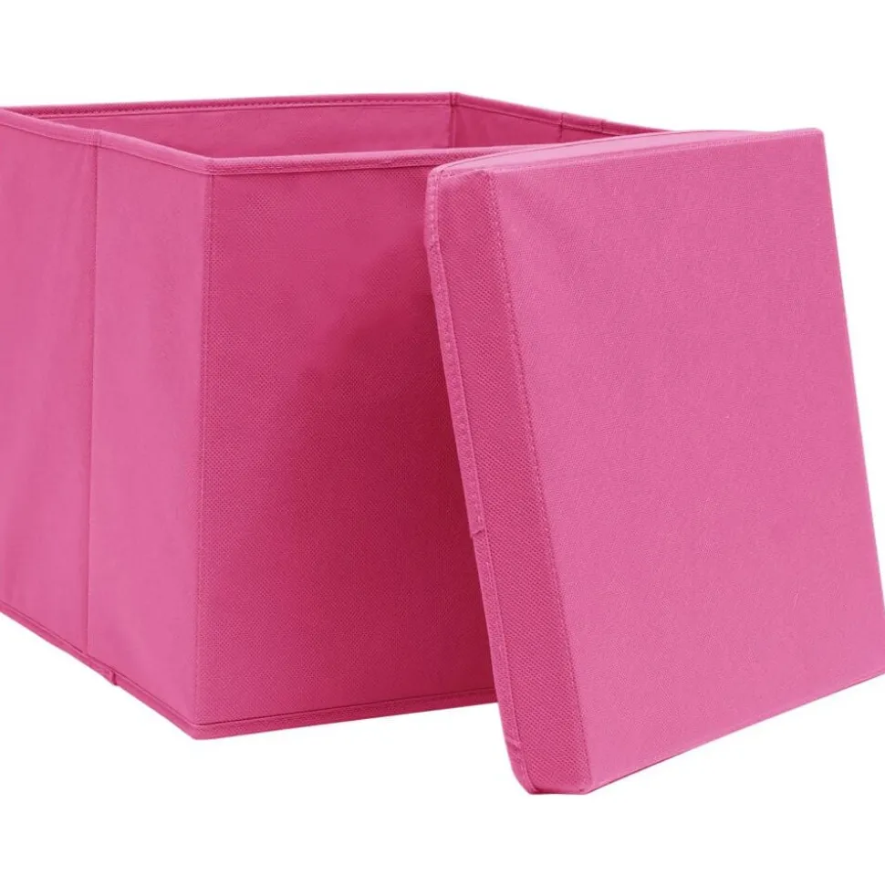 vidaXL Opbergboxen met deksel 4 st 28x28x28 cm roze