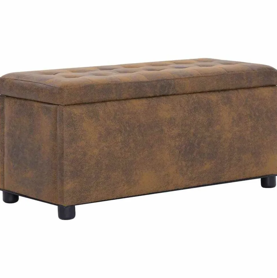 vidaXL Opberghocker 87,5 cm kunstsuède bruin