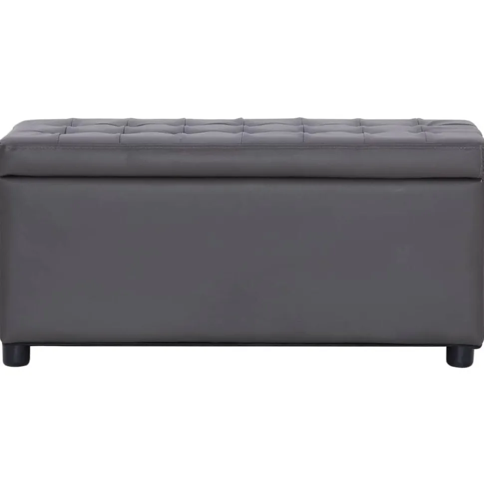 vidaXL Opberghocker 87,5 cm kunstleer grijs