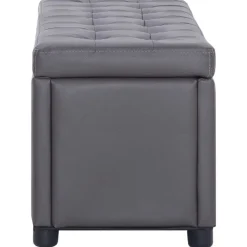vidaXL Opberghocker 87,5 cm kunstleer grijs