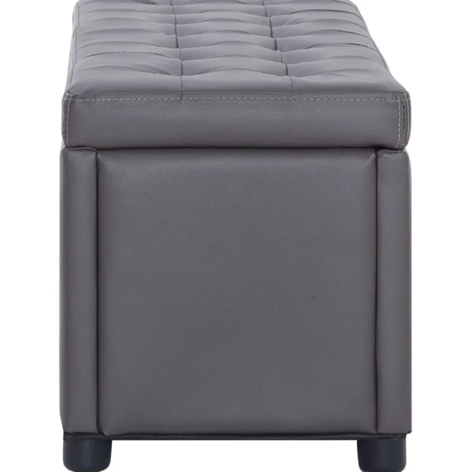 vidaXL Opberghocker 87,5 cm kunstleer grijs