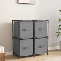 vidaXL Opbergkast met 4 stoffen manden 63x30x71 cm staal grijs