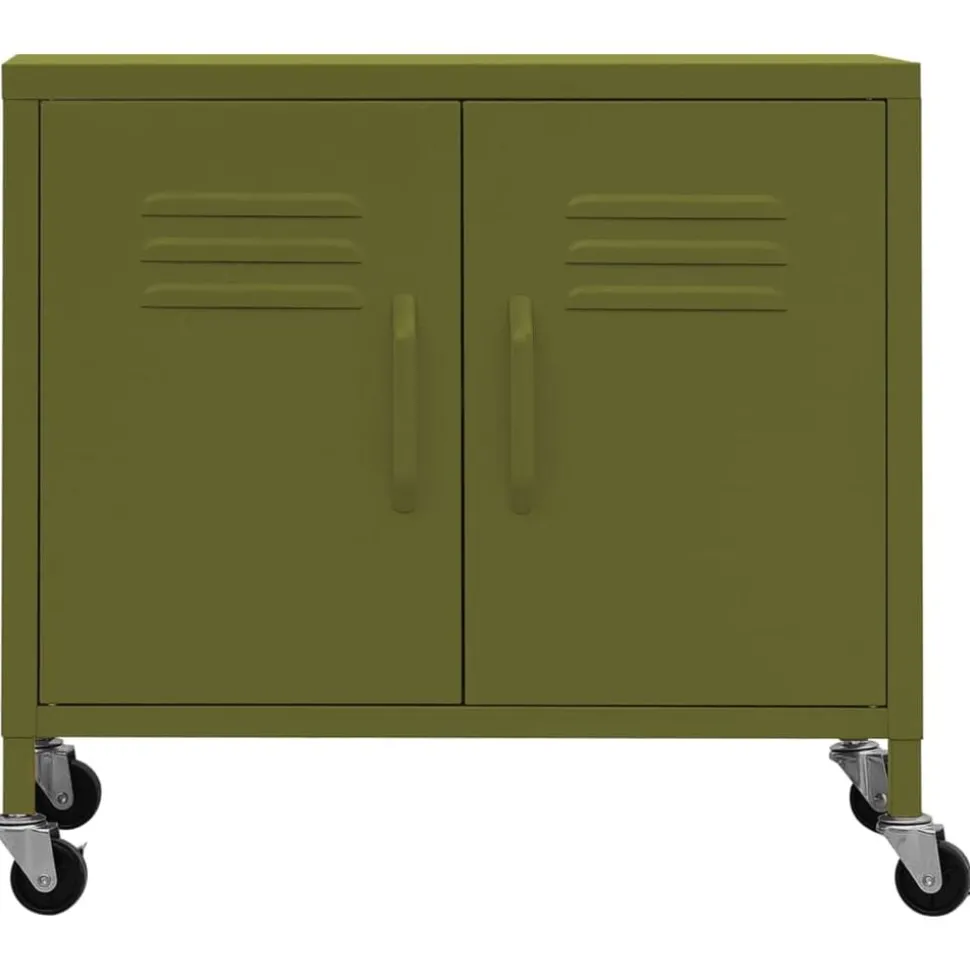 vidaXL Opbergkast 60x35x56 cm staal olijfgroen