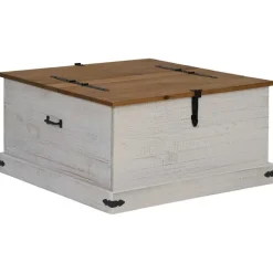 vidaXL Opbergkist HALDEN wit 91x91x47 cm massief grenenhout