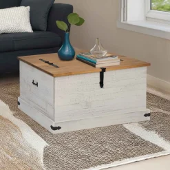 vidaXL Opbergkist HALDEN wit 91x91x47 cm massief grenenhout