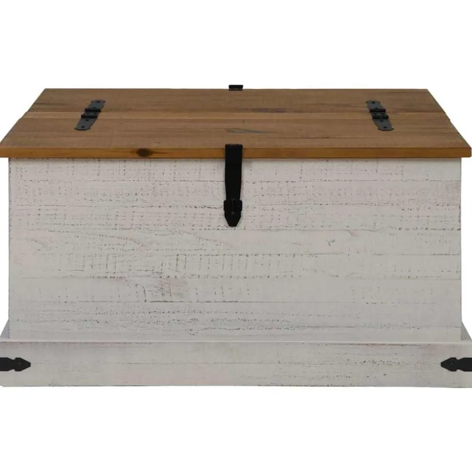 vidaXL Opbergkist HALDEN wit 91x91x47 cm massief grenenhout