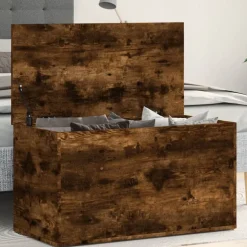 vidaXL Opbergkist 84x42x46 cm bewerkt hout gerookt eikenkleurig