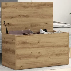 vidaXL Opbergkist 84x42x46 cm bewerkt hout artisanaal eikenkleurig