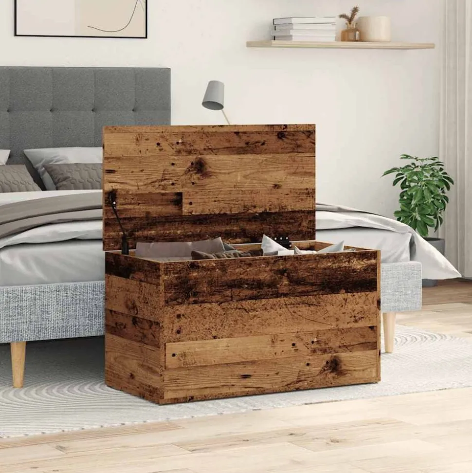 vidaXL Opbergkist 84x42x46 cm bewerkt hout oud houtkleurig