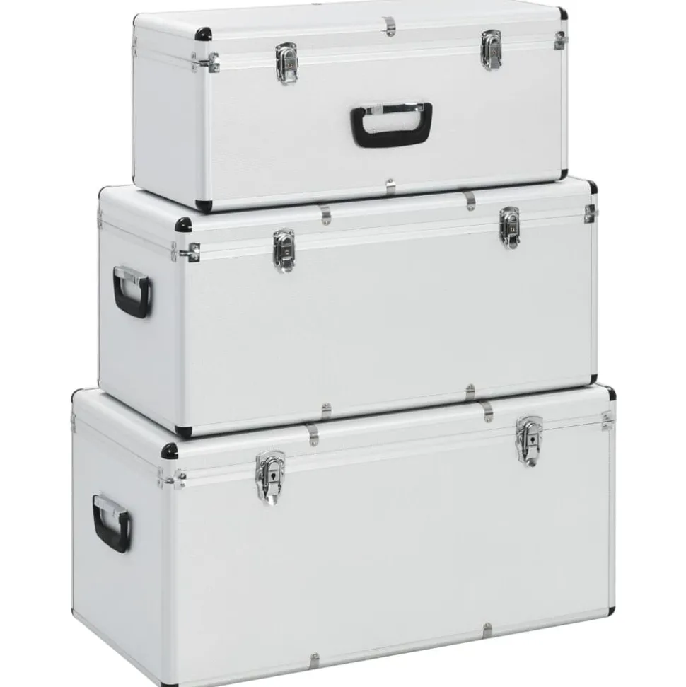 vidaXL Opbergkoffers 3 st aluminium zilverkleurig