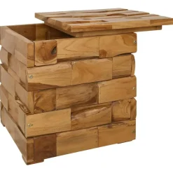 vidaXL Opbergkruk met opslag Bruin 40 x 40 x 45 cm Massief Teakhout