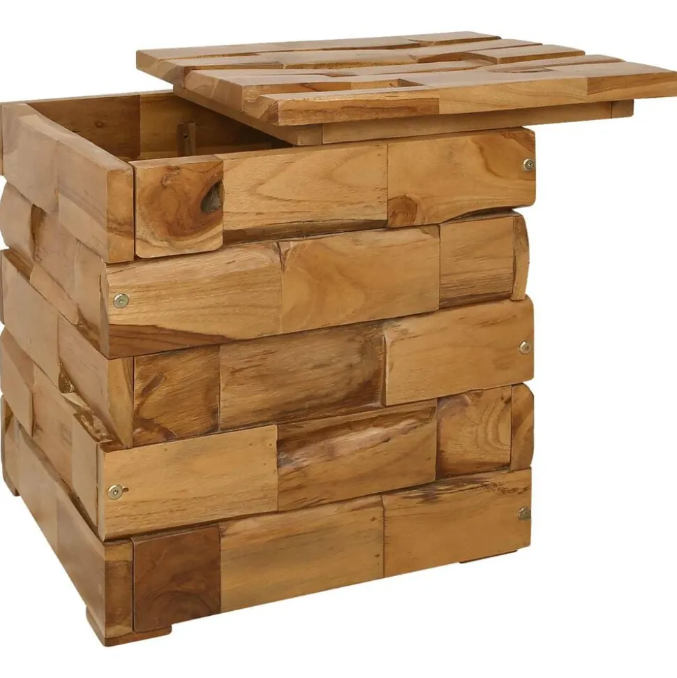 vidaXL Opbergkruk met opslag Bruin 40 x 40 x 45 cm Massief Teakhout