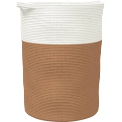 vidaXL Opbergmand Ø 49x65 cm katoen bruin en wit