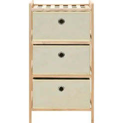 vidaXL Opbergmeubel met 3 stoffen manden cederhout beige