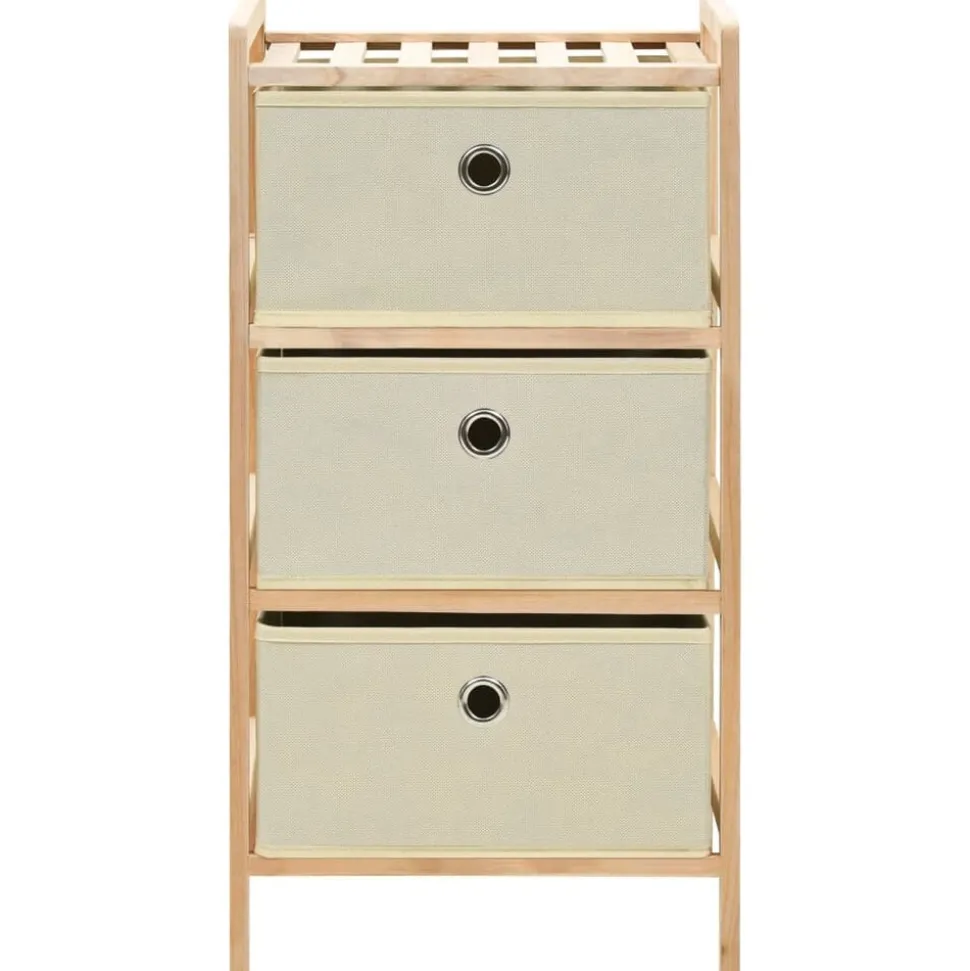 vidaXL Opbergmeubel met 3 stoffen manden cederhout beige