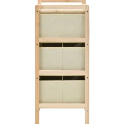 vidaXL Opbergmeubel met 3 stoffen manden cederhout beige
