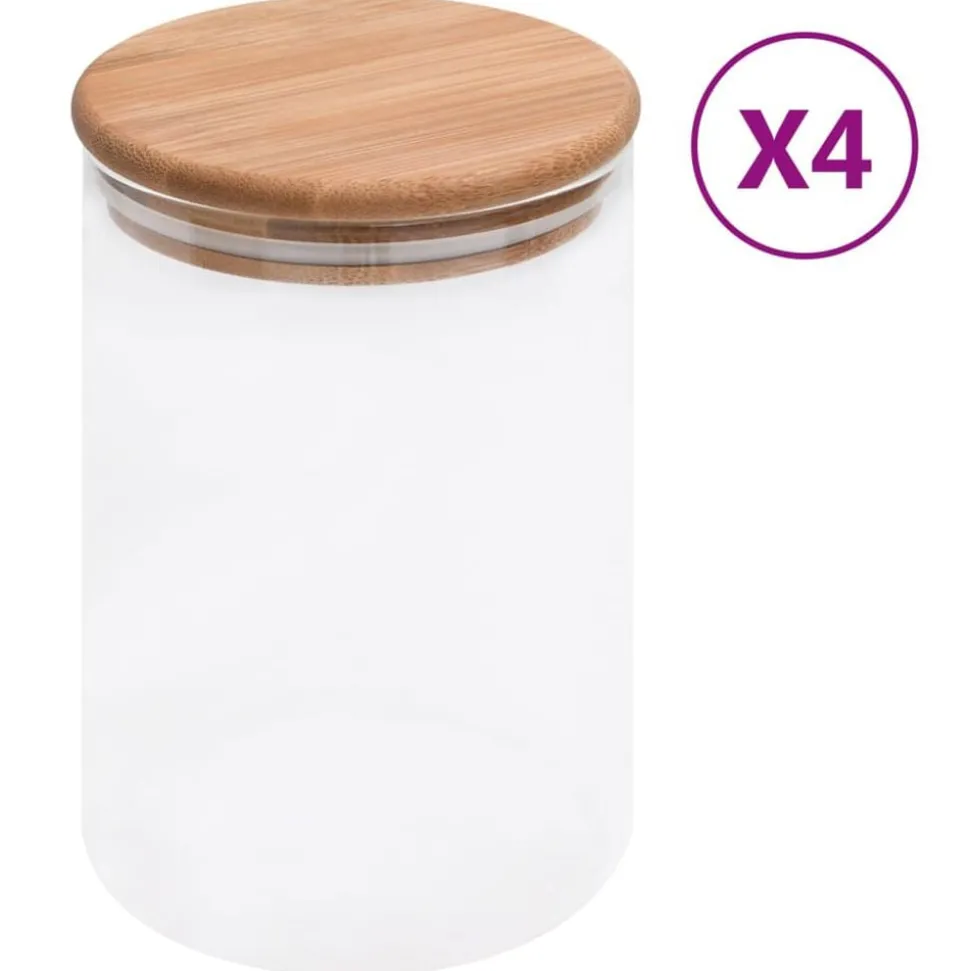 vidaXL Opbergpotten met bamboe deksels 4 st 800 ml glas