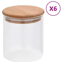 vidaXL Opbergpotten met bamboe deksel 6 st 600 ml glas