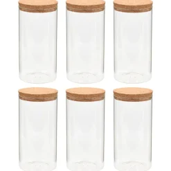 vidaXL Opbergpotten met kurken deksel 6 st 1400 ml glas