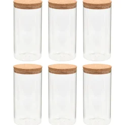 vidaXL Opbergpotten met kurken deksel 6 st 1100 ml glas
