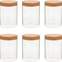 vidaXL Opbergpotten met kurken deksel 6 st 650 ml glas